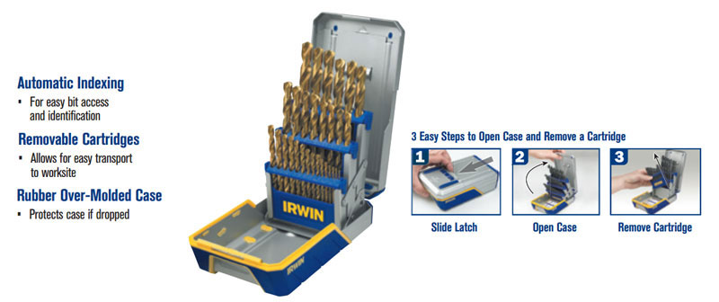 Irwin 3018002B Cobalt M42 Metal Index Drill Bit Set - 29-Piece Set