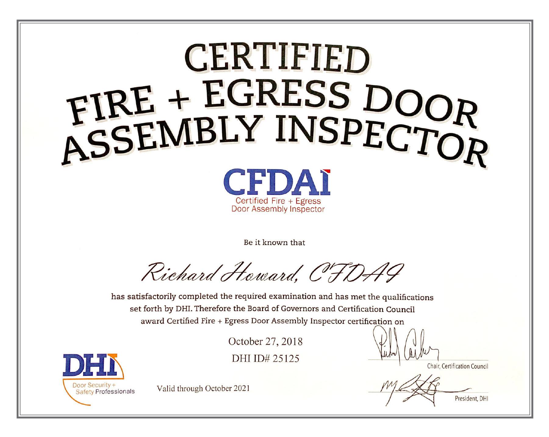 
Richard Howard Certified CFDAI